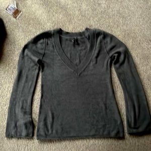 Small V-neck charcoal sweater